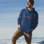 Mens Harbour Organic Cotton Navy Hoodie Lifestyle